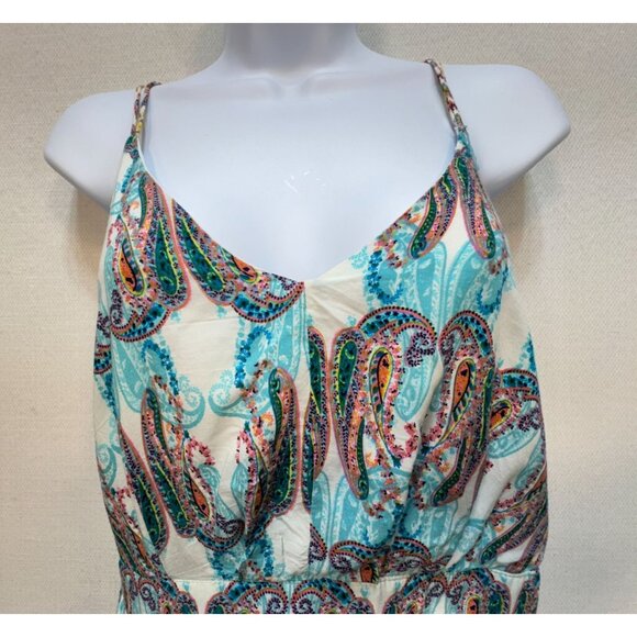 Nhim Womens Paisley Maxi Dress Sze M Multicolor Strappy Summer Beach V-Neck Chic - Picture 6 of 13